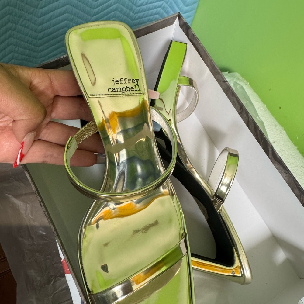 Jeffrey Campbell Gold Hustler Heels